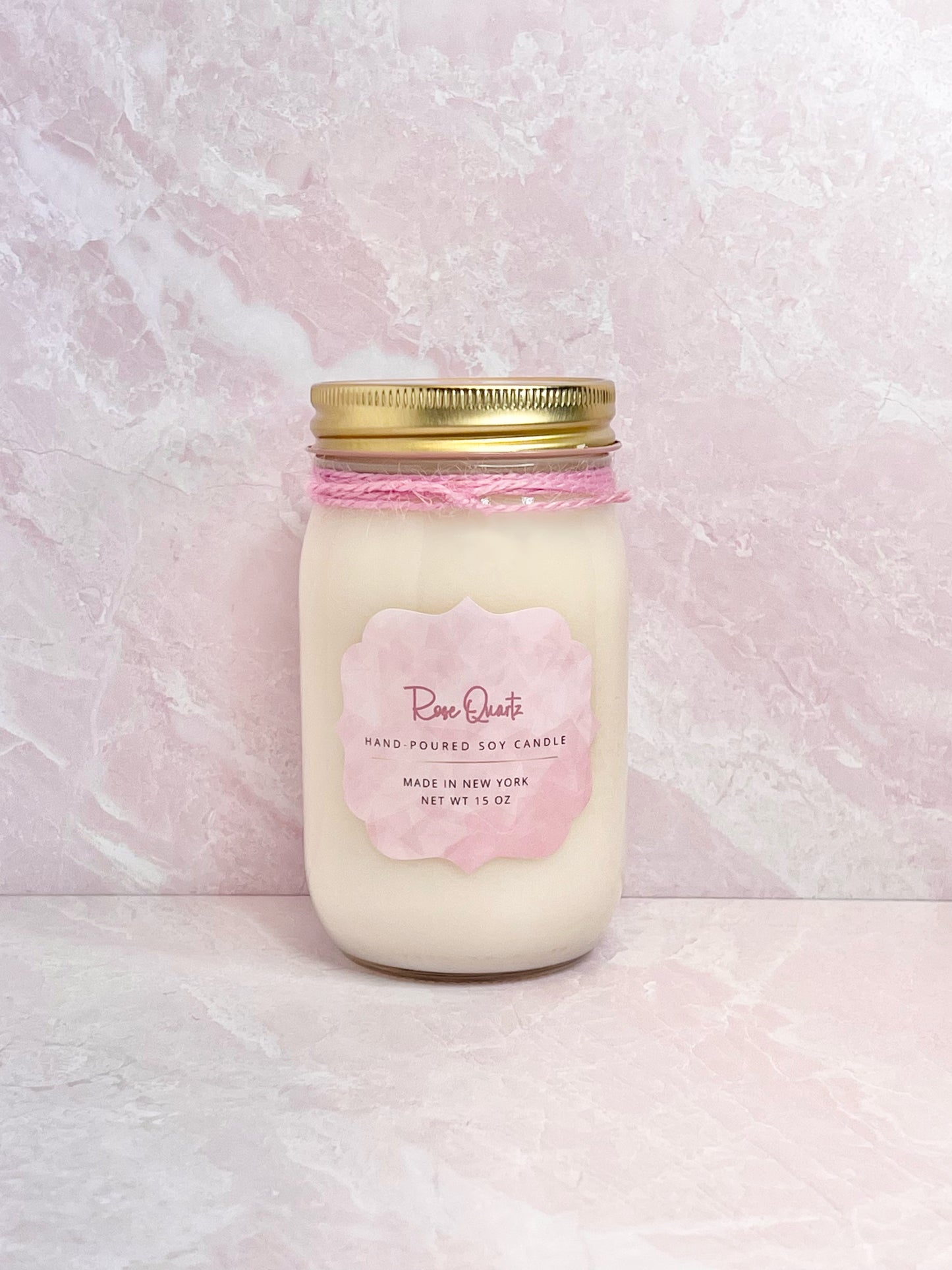 Rose Quartz Mason Jar Candle